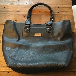 BCBG Black Leather Tote Bag